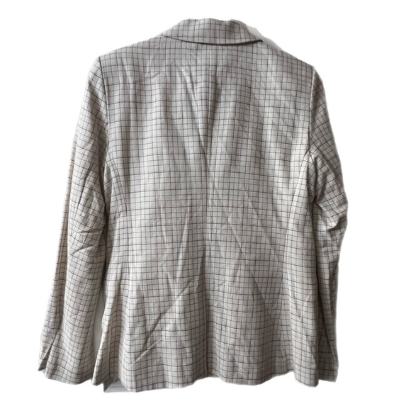 $368 NWT JOIE Sz4 VILLETTE RUFFLED PLAID ONE BUTTON BLAZER PORCELAIN - Picture 4 of 9